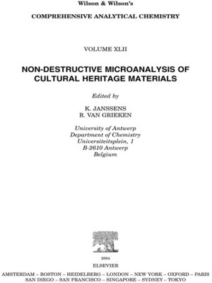 cover image of Non-destructive Micro Analysis of Cultural Heritage Materials